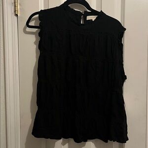 NWT Grade & Gather Black Ruffled Sleeveless Blouse